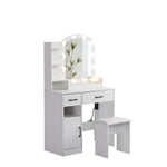 ZUN Vanity desk set including table with large lighted mirror,3 color lighting modes adjustable 26115055