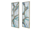 Set of 2 Elongated Modern Abstract Oil Painting,, Rectangle Framed Wall Art, 20" x 71" W2078130293