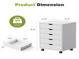 5 Drawer Storage Cabinet with Wheels for Bedroom, Home, Office Organization, White 48905410
