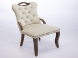 Velvet Dining Chair with Handmade Tufted Trim, Solid Wood Handles on Top and Sides, Vintage Copper W1143P338140