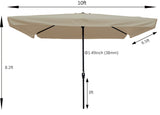 ZUN 10 x 6.5ft Rectangular Patio Umbrella Outdoor Market Umbrellas with Crank and Push Button Tilt for W65627939