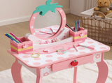 White MDF spray-painted 1-drawer 2-desktop storage box children's dressing table set with Apple 42044197