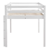 Elevated Cross Bracing Straight Ladder Twin Pine Wooden Bed White 49261436