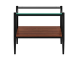 Set of 2 Rectangle End Table, Tempered Glass Tabletop with MDF layer, Modern Table for Living Room , W241P184246
