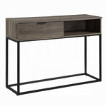 ZUN Rustic Oak and Black Writing Desk with Drawer and Shelf B062P209209