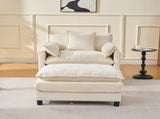 39.4" Modern Accent Chair with Ottoman, Living Room Club Chair Chenille Upholstered Armchair , W3244P392643