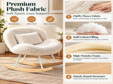 25.59"W x 33.66"D x 29.53"H Indoor Plush Rocking Chair, Soft Fluffy Lounge Rocker with White Metal 44896069