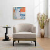Modern Two-tone Barrel Fabric Chair, Upholstered Round Armchair for Living Room Bedroom Reading 15576064