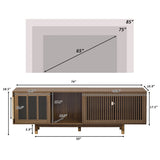Mid-century modern style Walnut TV STAND Cat house pet friendly With Sliding door flip-down N843P251412W