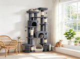 79 Inch Cat Tree Tower Dark Gray Dual Baseboard 68266182