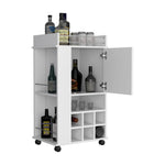 ZUN Fargo Bar Cart with Cabinet, 6 Built-in Wine Rack and Casters B070P188860