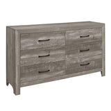 Modern Rustic Style Gray Finish 1pc Dresser of 6x Drawers Bedroom Wooden Furniture B011P146555