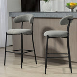 26'' Counter height bar stools Teddy fabric cover kitchen island counter bar stool with black powder W2215P196283