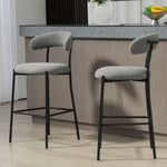 ZUN 26'' Counter height bar stools Teddy fabric cover kitchen island counter bar stool with black powder W2215P196283