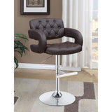 ZUN Brown and Chrome Adjustable Bar Stool B062P153486