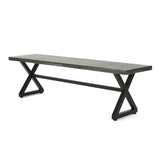 ZUN Outdoor Aluminum Dining Bench with Steel Frame, Grey / Black 61625.00BGRYMP1