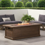 ZUN 56'' Rectangular Outdoor MGO 50,000 BTU Propane Fire Pit, Brown Wood Pattern 57570.00BRN-50K