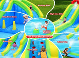 7 in1 Inflatable Water Park Three Slide with Blower Water Gun Sprinkler Fountain Climbing Wall for 40339182