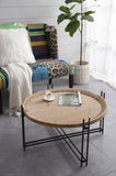 D32" x 18" Farmhouse Round Wooden Round Coffee Table with Metal Legs W2078P147520