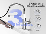 Kitchen Faucet - Spring Kitchen Sink Faucet with 3 Modes Pull Down Sprayer, Single Handle&Deck Plate 12338848