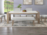 Zelalle Upholstered Bench, Light Gray Fabric with Rubberwood Legs T2574P507059