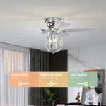 ZUN 5-blade 52-inch Chrome Ceiling Fan with 3-Light W1592P163922