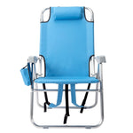 ZUN 63*70*99cm Heightened Oxford Cloth Silver White Aluminum Tube Bearing 100kg Beach Chair Blue 67374517