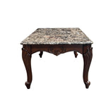 ZUN ACME Nayla Coffee Table, Natural Marble & Cherry Finish LV02004