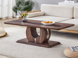 Modern Minimalist Walnut Dark Brown Texture Sticker-Patterned MDF Rectangular Coffee Table. Add a W1151P230544