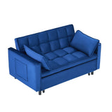 The 55-inch dreamlike blue velvet sofa is elegant and convenient with pockets, cleverly interpreting W1658P246639