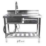 Stainless Steel Kitchen Sink Commercial Freestanding Utility Sink with Drawer and Pull-Out Faucet 48168067