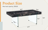 ZUN 43.3"x23.6" Black Marble-Patterned MDF Coffee Table with Tempered glass legs.Suitable for Living W1151P209569