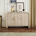 ZUN TREXM Retro Minimalist Curved Sideboard with Gold Handles and Adjustable Dividers for Living Room or WF317093AAD