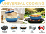 Cast iron 5QT cooking pot - Gradient blue - Includes two silicone gloves - Enamel pot 72431906