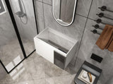 30" Wall-Mounted Bathroom Vanity, 2-Soft Close Doors,Glossy White Vanity & Grey Glass 1/2 Door, W999P387159