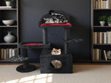 Black Gothic Cat Tree, Multi-Level Spooky Cat Tree with Scratching Posts, Perches, Hammock, and Cat 23060112