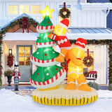 7ft Inflatable Christmas Tree with Gingerbread Men - 7 LED Lights, IP44 Waterproof, Quick 13427032