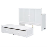 Full Size Murphy Bed with USB Port and a Large Drawer, White N708P205903K