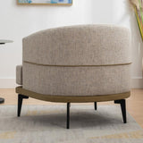 Modern Two-tone Barrel Fabric Chair, Upholstered Round Armchair for Living Room Bedroom Reading 15576064