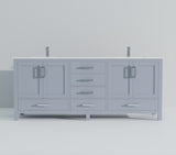 Dark Grey Double Bath Vanity 84 in. W x 22 in. D, Cultured Marble Top, and Faucet Set B2731P259155