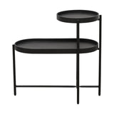2-Tier Black Side Table with Storage Sofa Table for Living Room Metal Frame & Wooden Desk End Table 10905612