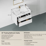 30" Wall-Mounted Bathroom Vanity with Sink, Floating Bathroom Storage Cabinet with Stone Resin W1573P211172