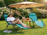 Portable Dual Purposes Extendable Folding Reclining Chair Green 93410605