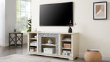 Mantel Stone TV Media Stand with with Faux Stacked Stone Surround, Modern Entertainment Console with W1758P187685