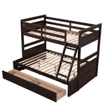 ZUN Twin over Full Bunk Bed with Storage - Espresso 18115041