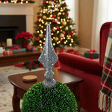 Two-Tier Artificial Plant D7x26.5" Natural Boxwood Sphere Topiary on Metal Spire Circle Ball Home 18565719