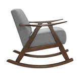 Modern Home Furniture 1pc Rocking Chair Gray Fabric Upholstered Dark Walnut Finish Wood Cushion Seat B011P255260