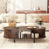 48 inch vintage coffee table with sliding slot door 82296919