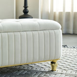 47.24''W Storage Ottoman,Upholstered Velvet Fabric Storage Ottoman with Safety Hinge, gold W579P224702