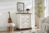 ZUN Farmhouse Style 5 Drawer Dresser Chest with Base Wooden Rustic Chest of Drawers, Storage Dresser W2393P252363